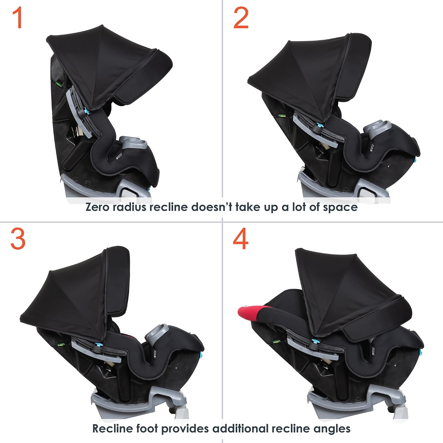 Baby Trend Cover Me™ 4-in-1 Convertible Car Seat, Scooter – Built-in Canopy, 4-Stage Growth System, Plush Comfort Padding, Multi-Position Recline