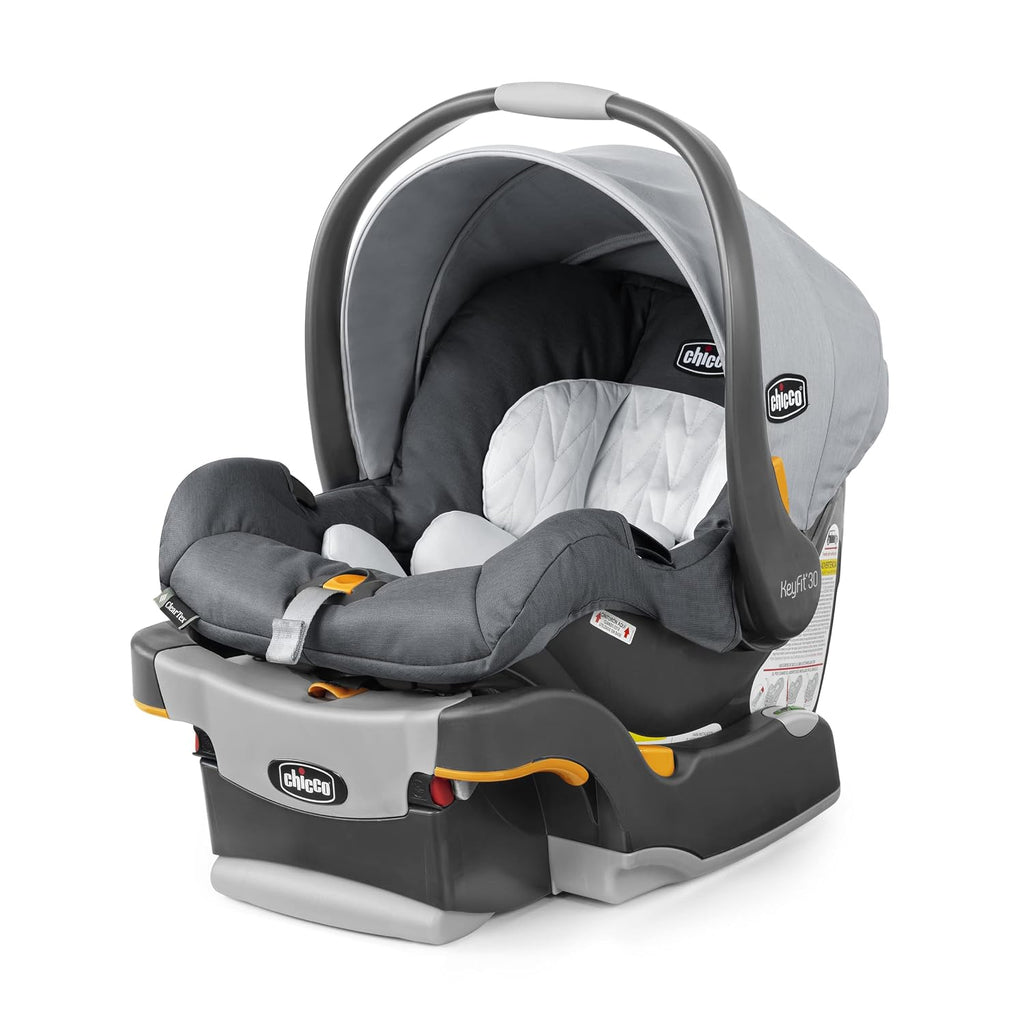 Chicco KeyFit 30 ClearTex Infant Car Seat and Base, Rear-Facing Seat for Infants 4-30 lbs., Includes Infant Head and Body Support, Compatible with Chicco Strollers, Baby Travel Gear, Slate/Grey