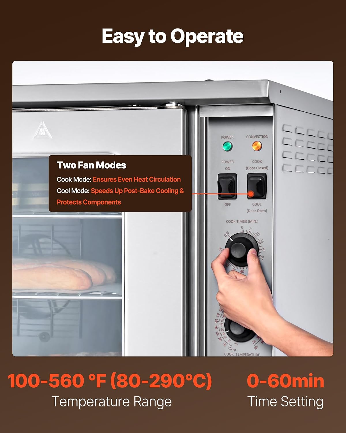 VEVOR Double Deck Gas Convection Oven, 14 cu.ft Full-Size Commercial Convection Oven, 40,000 BTU x 2 Powerful Burners, Natural Gas Commercial Ovens with Two Fan Modes, for Bakery, Restaurant & Kitchen