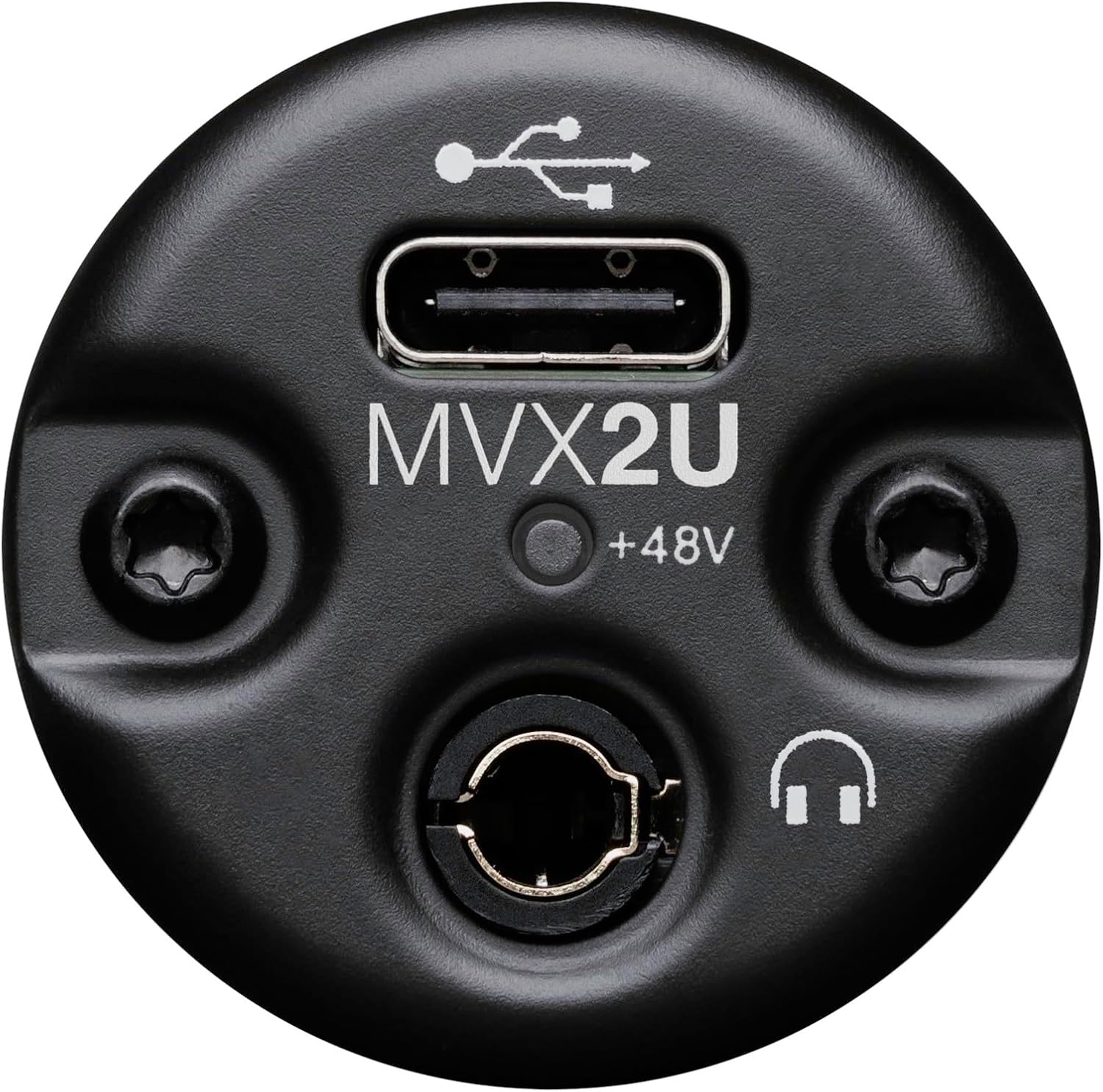 Shure MVX2U XLR-to-USB Digital Audio Interface, Headphone Jack, 60dB Gain, Zero-Latency Monitoring, 48V Phantom Power, ShurePlus App, USB-C Cable