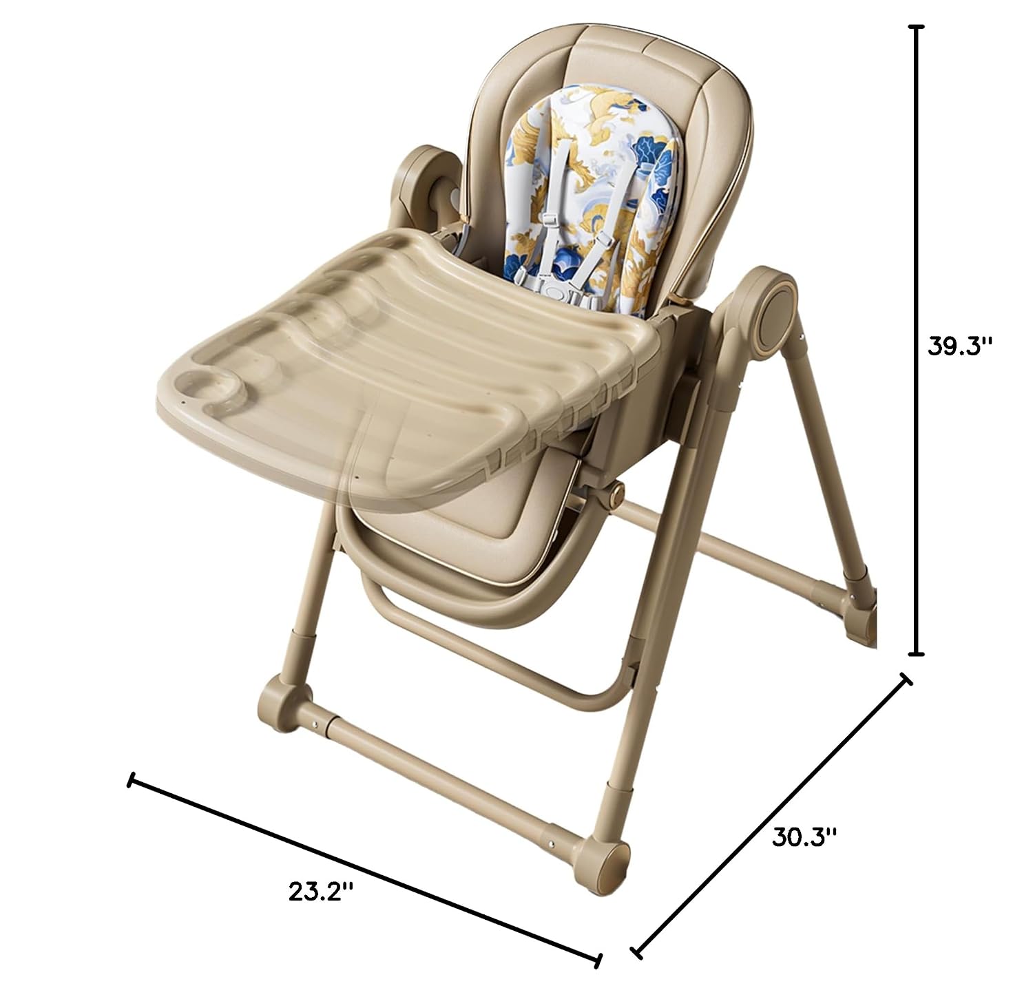 Multi Functional All in 1 Baby High Chair Swings for Infants Foldable Rocking 8 Level Height Adjustment Eco Friendly Washable PU Cushion Ultimate Baby Feeding Chair (Brown)