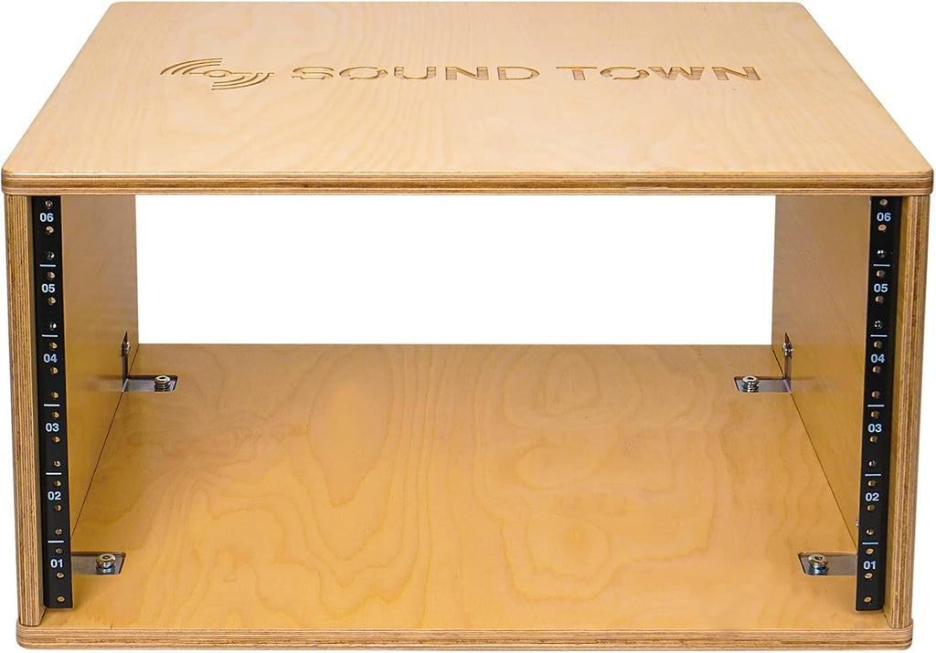 Sound Town DIY 6U Studio Rack with Solid Baltic Birch Plywood, Golden Oak, Assembly Required (SDRK-Y6)