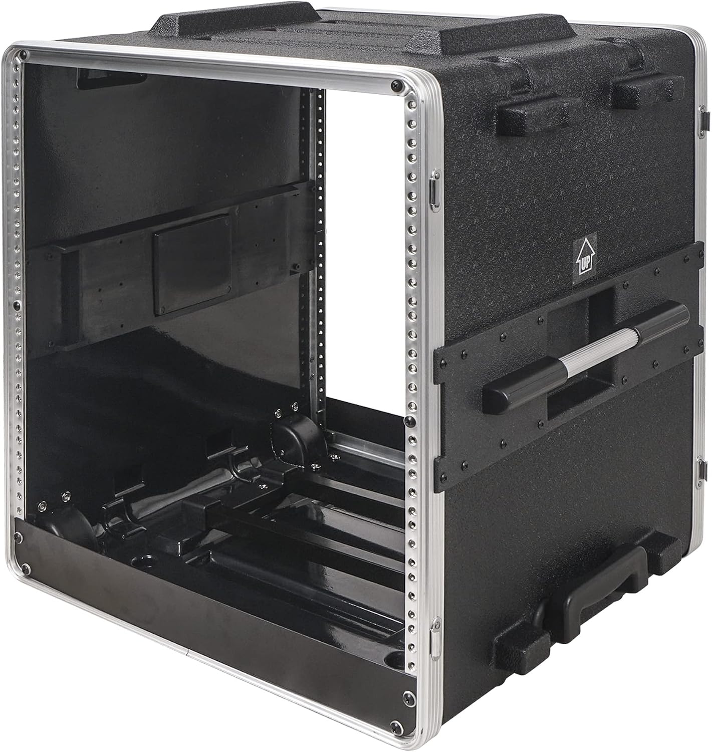 Sound Town Lightweight 12U PA DJ Rack/Road Case with 11U Rack Space, ABS Construction, 19' Depth, Retractable Handle, Wheels and Heavy-Duty Latches (STRC-A12UT)