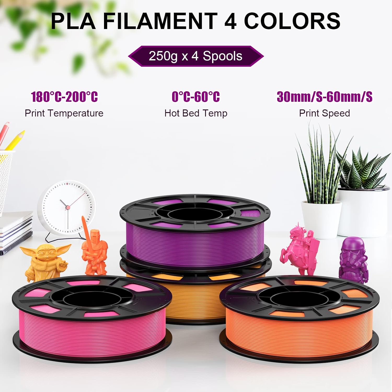 HEPHI3D Tina2 3D Printer Kit Fully Assembly and 4 Colors PLA Filament Bundle, Auto Leveling Mini 3D Printers for Beginners, Office, School and Home