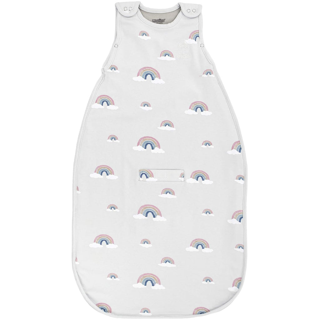 Woolino 4 Season Ultimate Baby Sleep Sack, Merino Wool Baby Sleeping Bag, Organic Cotton Outer, Adjustable 2-24 Months Size Fits Infants & Toddlers - Rainbow