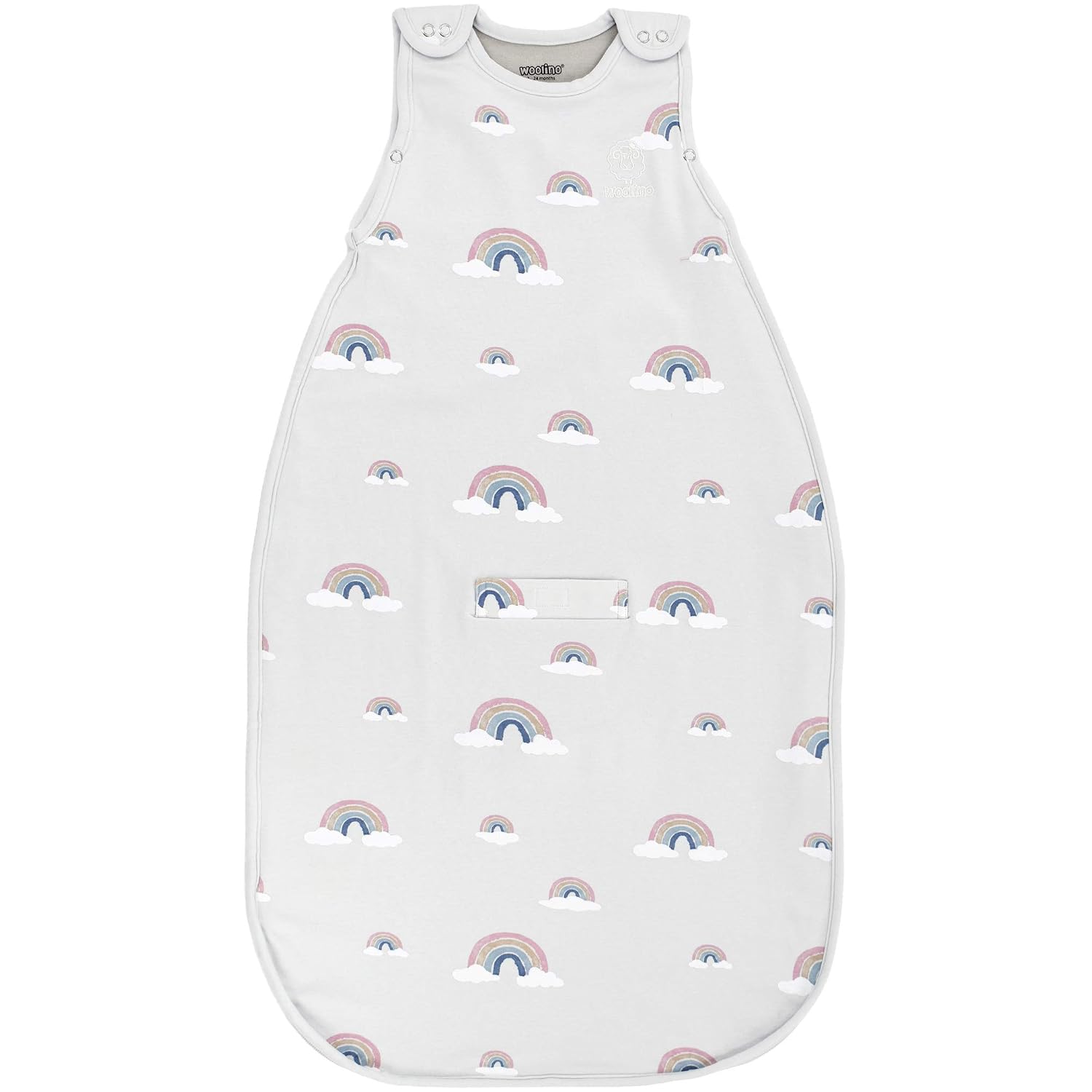 Woolino 4 Season Ultimate Baby Sleep Sack, Merino Wool Baby Sleeping Bag, Organic Cotton Outer, Adjustable 2-24 Months Size Fits Infants & Toddlers - Rainbow