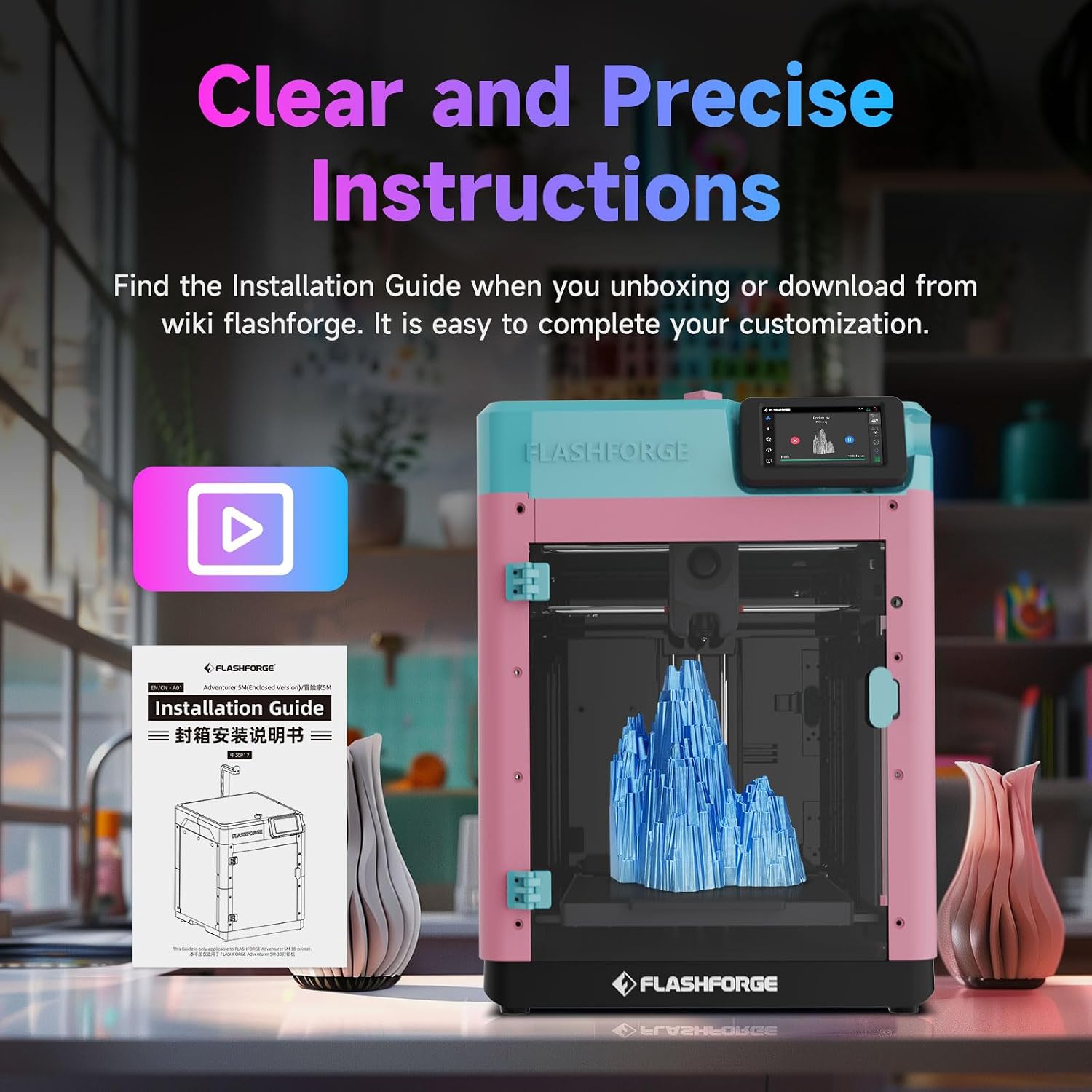 FLASHFORGE Official Adventurer 5M 3D Printer with Enclosure Accessories Set