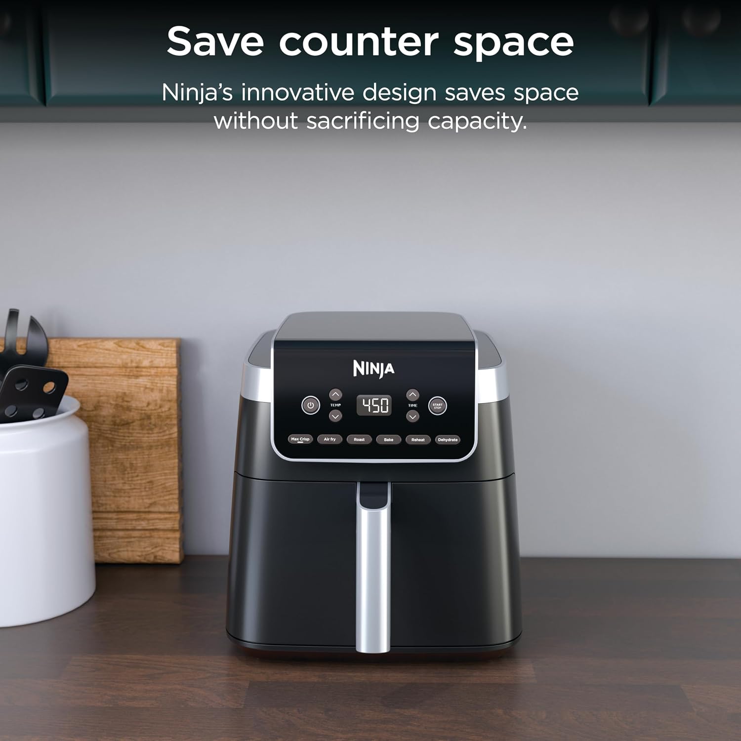 Ninja XL Air Fryer with MaxCrisp | 6.5 QT Capacity | 6-in-1 Max Crisp, Air Fry, Roast, Bake, Reheat & Dehydrate | 450°F Temp | 1750 Watts | Nonstick Basket, Crisper Plate & Recipe Guide | Grey | AF181