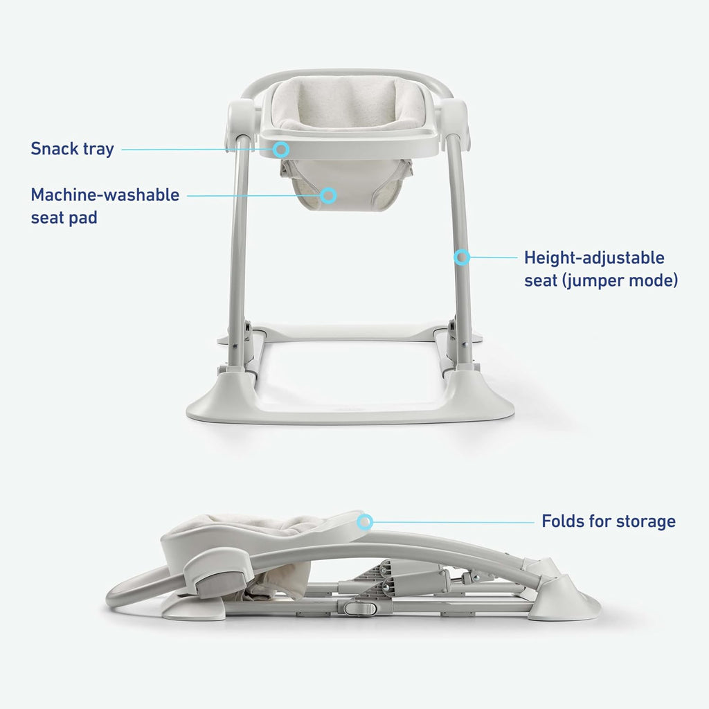 Graco® Jumpstart 4-in-1 Adjustable Infant Activity Bouncer & Jumper Versatile Baby Swing Floor Seat and Kids Chair with Snack Tray Geo Pop