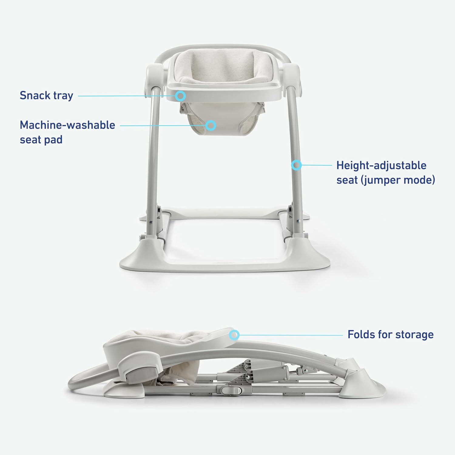 Graco® Jumpstart 4-in-1 Adjustable Infant Activity Bouncer & Jumper Versatile Baby Swing Floor Seat and Kids Chair with Snack Tray Geo Pop