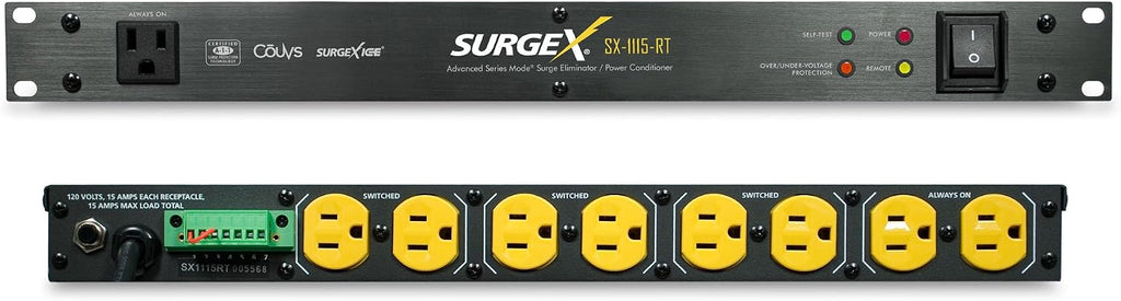 SurgeX SX-1115-RT Rack Mount Surge Eliminator - Surge Protector/Power Conditioner for Audio, Video, Security & IT - 120 Volt/15 Amp, 1U