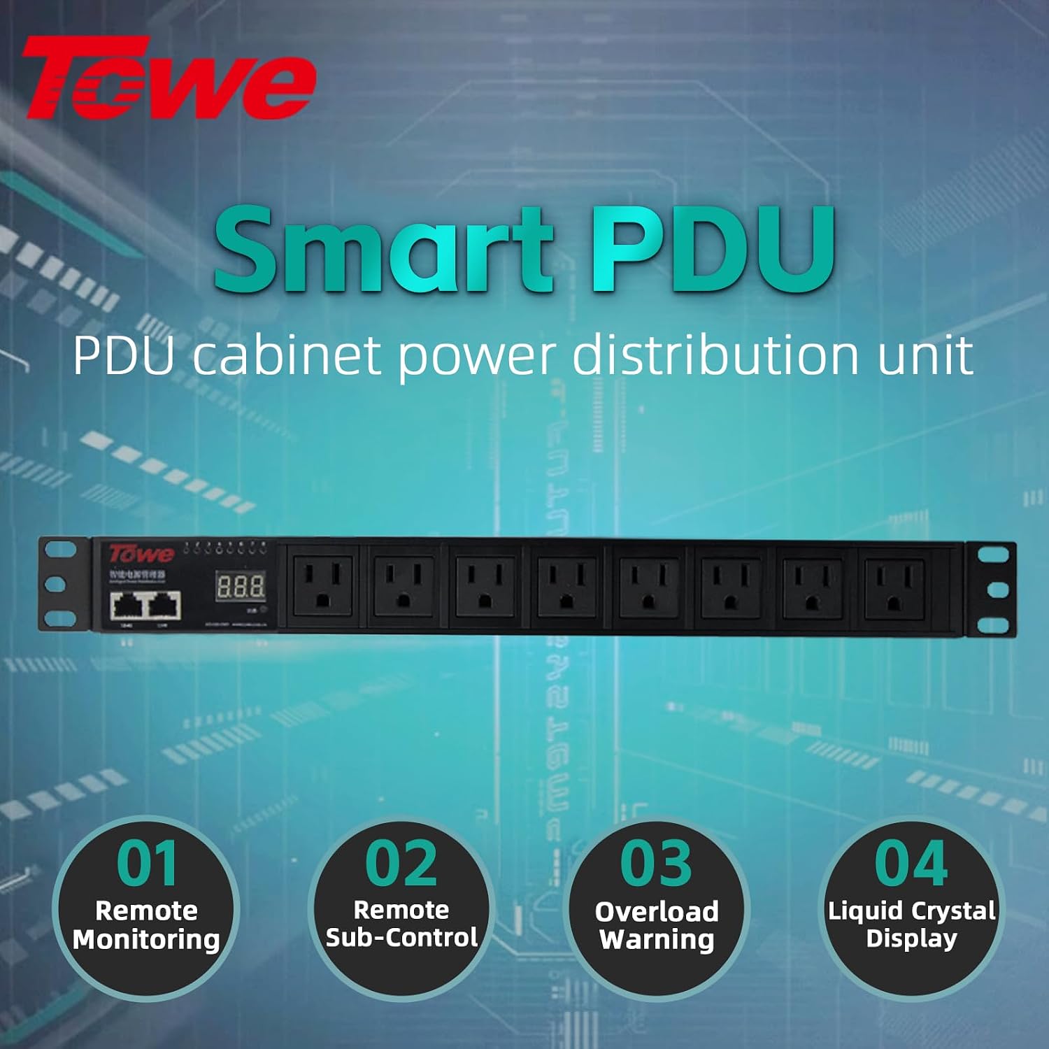 Power Conditioner for Audio Equipment, 8 Outlet 1U Rack Mount 100-250v 2500w 30Amps Power Supply Strip Surge Sequencer with LED Voltmeter Display,Surge Protector,Smart PDU