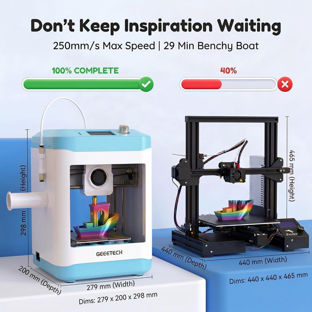 M1 Mini 3D Printer for Kids & Beginners, Perfect STEM Gift Smart Auto Leveling, Precise & High Speed Printing, Direct Drive Extruder, Compatible with PLA/TPU Filament