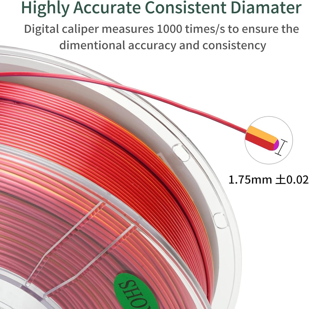 PLA 3D Printer Filament Bundle, Silk PLA Filament Dimensional Accuracy +/- 0.02 mm, 16 x 1 kg Spool(48lbs), 1.75 mm,Multiple tri-Colors.