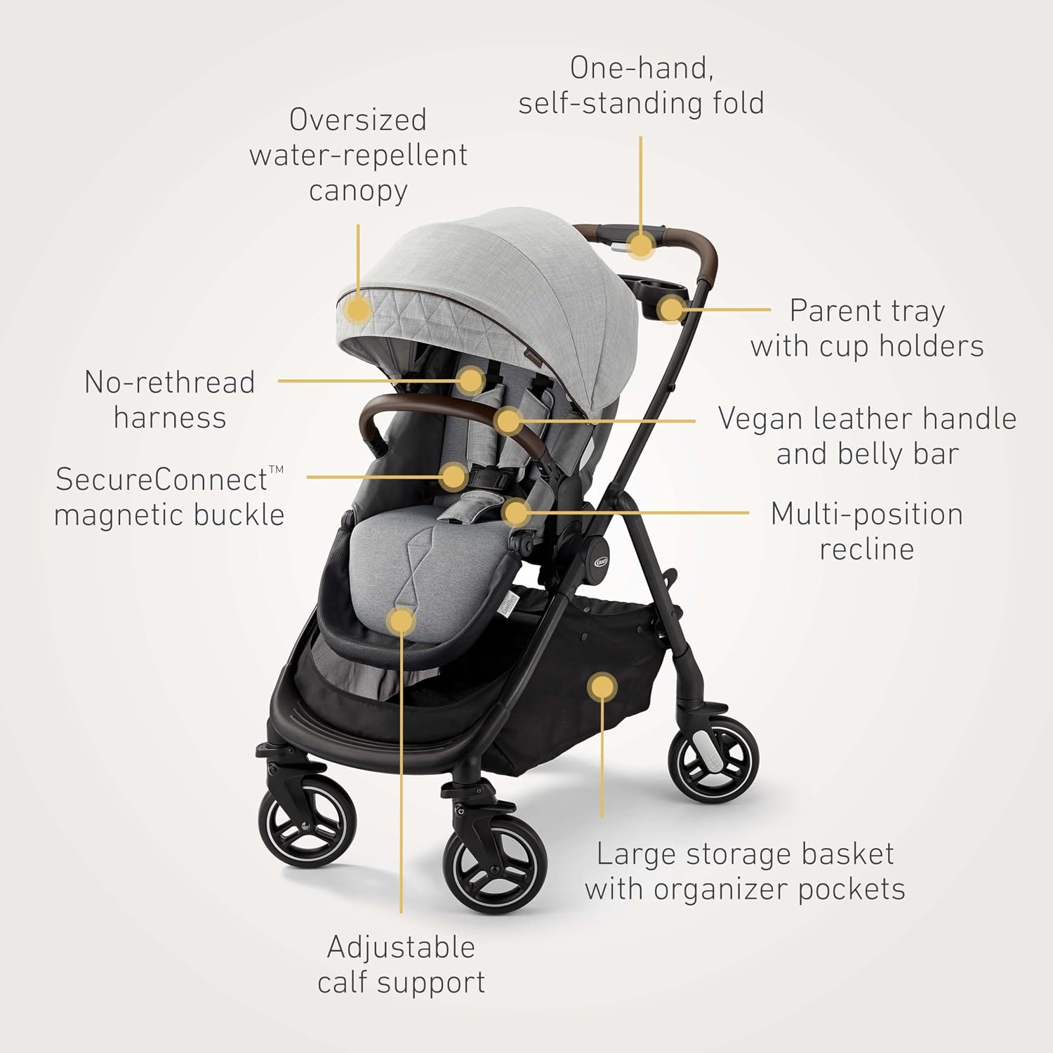 Graco® Premier Modes Merge Stroller with EZ Spin Wheels for 360 Rotation, 3 Modes: Infant Car Seat Carrier, Carry Cot, to Toddler Stroller, Reversible Baby Stroller Seat, Midtown
