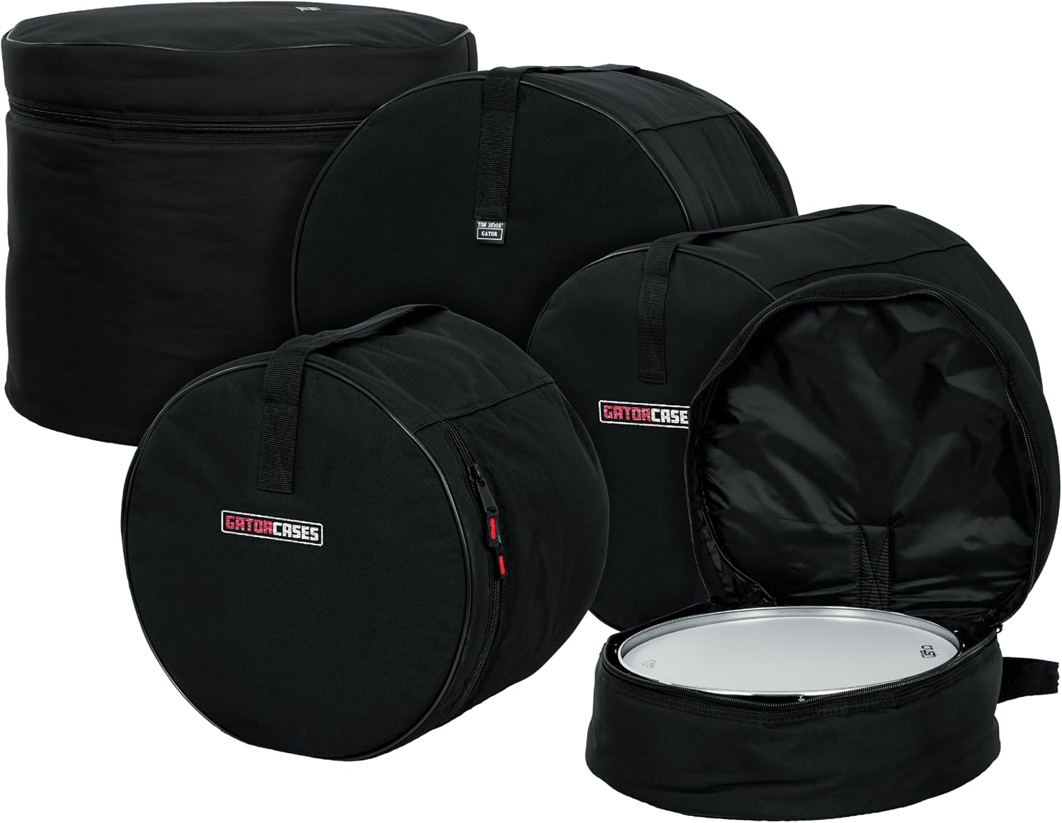Gator GP-FUSION-100 Cases Protechtor Series 5 piece Padded Drum Bag Set for Fusion Kits, 22' Kick, 10' Tom, 12' Tom, 14' Tom, 14' Snare, Black