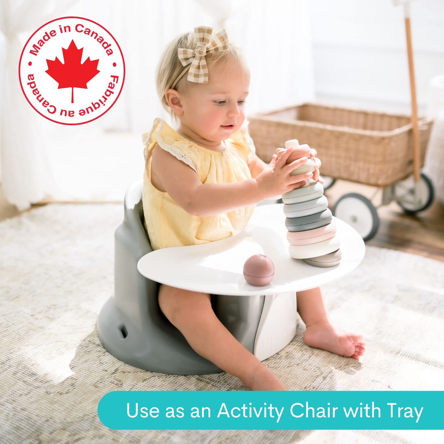 Upseat Ergonomic Baby Seat + Splat Mat, Waterproof, Soft, Spill & Mess Containment Bundle