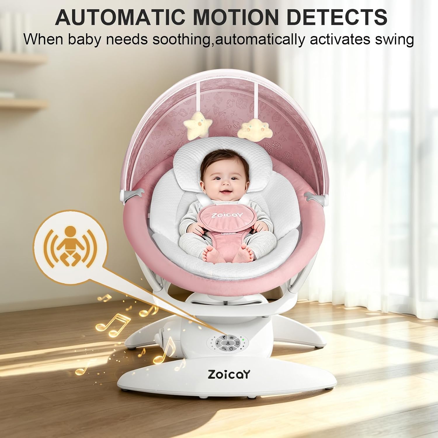3-in-1 Baby Swing for Infants to Toddler, Infant Swing with 5 Speeds & 3 Swing Modes, 12 Melodies, Electric Swing for Baby, Up to 25 lbs, Pink