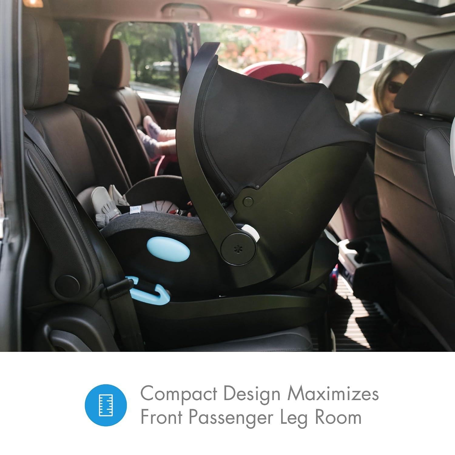 Clek Liing Infant Car Seat with Adjustable Load Leg, Compact, Lightweight Design, 7 Recline Positions, Easy-to-Use Rigid Latch, and Flame Retardant-Free (Railroad Ziip)
