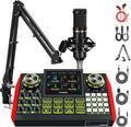 G9 Podcast Equipment Bundle with 3.5mm Condenser Microphone for Pc/Phone Live Streaming Singing Gaming, Podcast Microphone Bundle with Live Sound Board Audio Mixer,Voice Changer, Denoise,DJ Sets