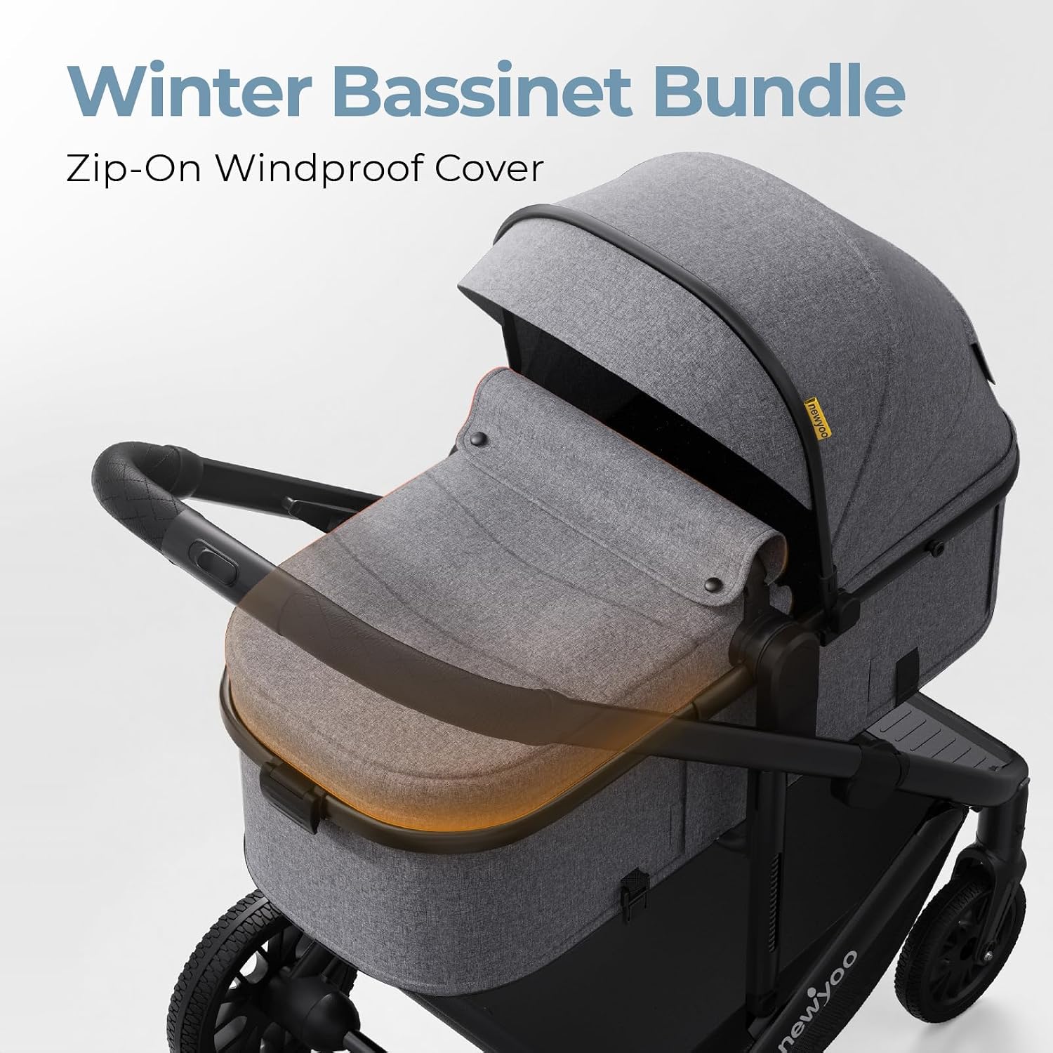 newyoo Infant Stroller with Bassinet Mode, Nestro 516M, Convertible Infant Strollers w Reversible Seat & Cup Holder, 2-in-1 Rear-Facing Pram from Newborn to Toddler, Gray