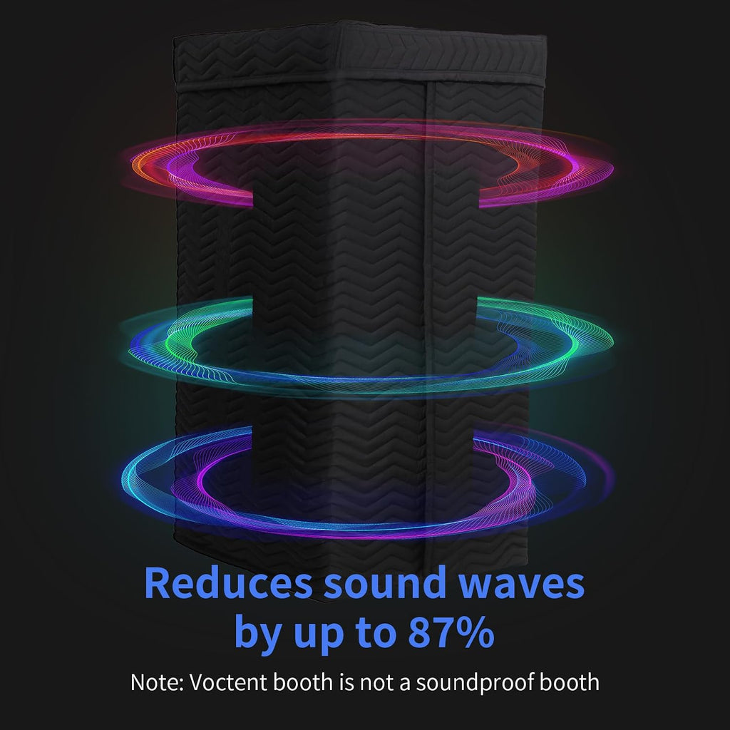 Portable Vocal Booth for Home Studio, Echo-Free Recording Booth for Voice Over, Podcast & Singing, 360° Reverb Isolation with Acoustic Blankets for Studio-Grade Sound