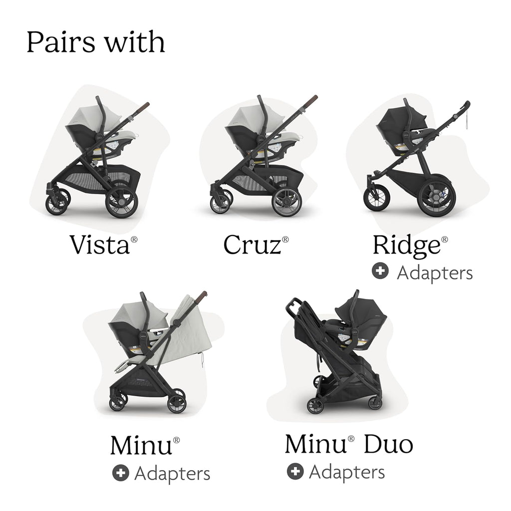 UPPAbaby Aria V2 Lightweight Infant Car Seat - Just Under 6 lbs - Base with Load Leg + Infant Insert + All-Weather FootCover Included - Direct Stroller Attachment - Savannah (Pearl Grey Mélange)