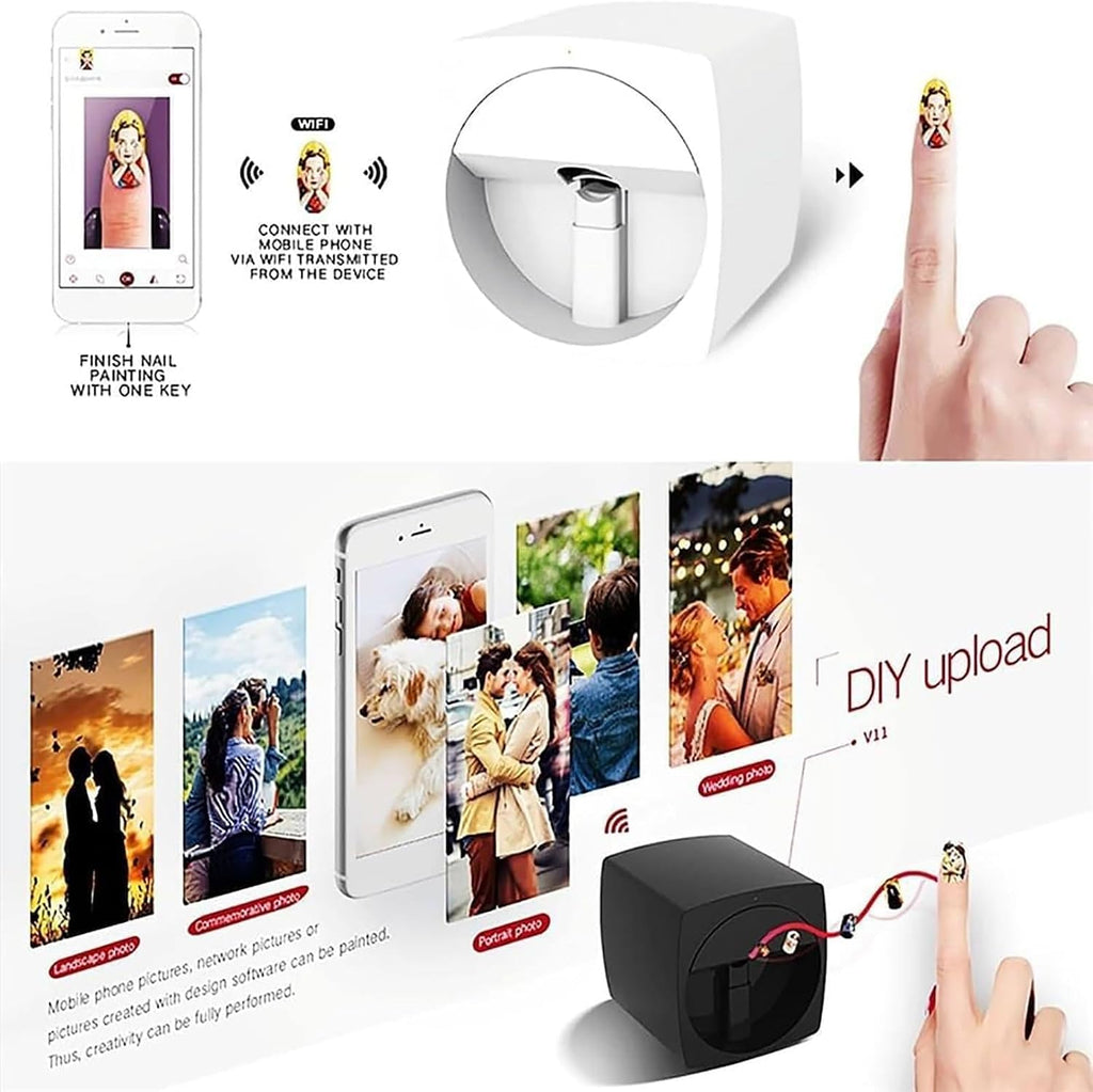 Digital Mobile Nail Art Printer, 3D Smart Nail Painting Machine, Support WiFi/DIY/USB, 2400Dpi Printing Resolution, for Kid/Nail Studio/Manicurist/Nail Lovers