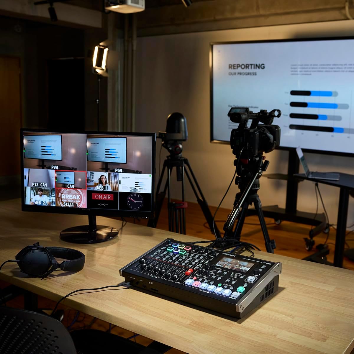 Roland VR-6HD | Ultra-compact Audio/Video Mixer with Direct Streaming Encoders | Ideal for Livestreaming | Extensive A/V Connectivity | 4.3' Touch Screen Multi-Viewer Display | Advanced Editing Tools