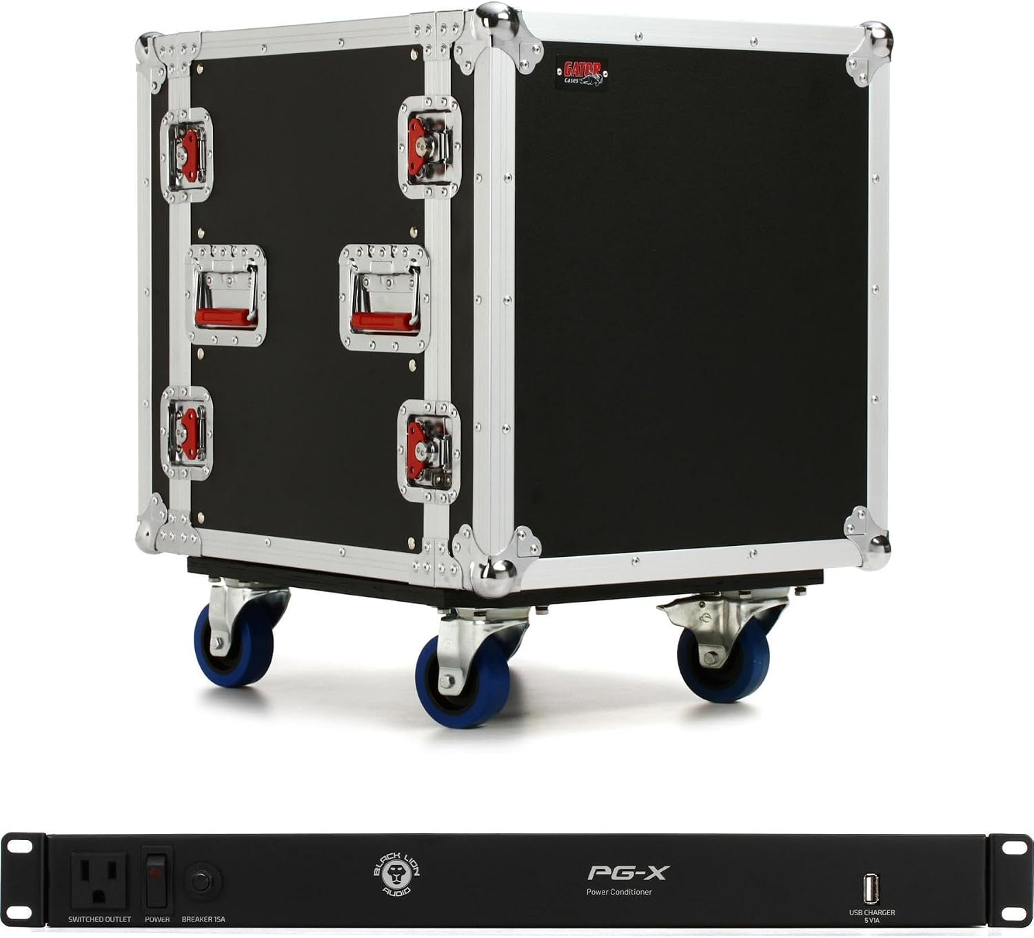 Gator G-TOUR 12U Rack Case with Casters & Power Conditioner - Durable 9mm Plywood, Recessed Hardware - Portable & Secure for Audio Gear