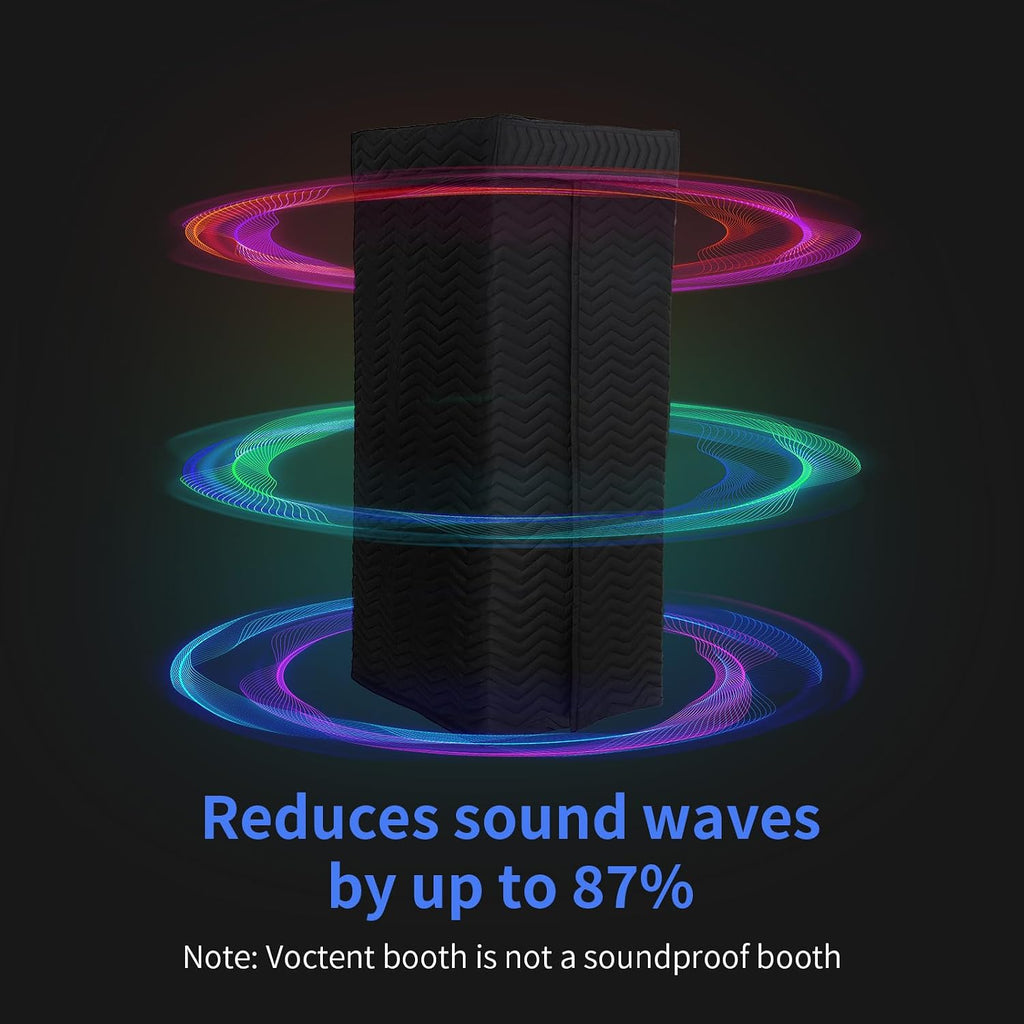 Portable Vocal Booth for Home Studio, Echo-Free Recording Booth for Voice Over, Podcast & Singing, 360° Reverb Isolation with Acoustic Blankets for Studio-Grade Sound