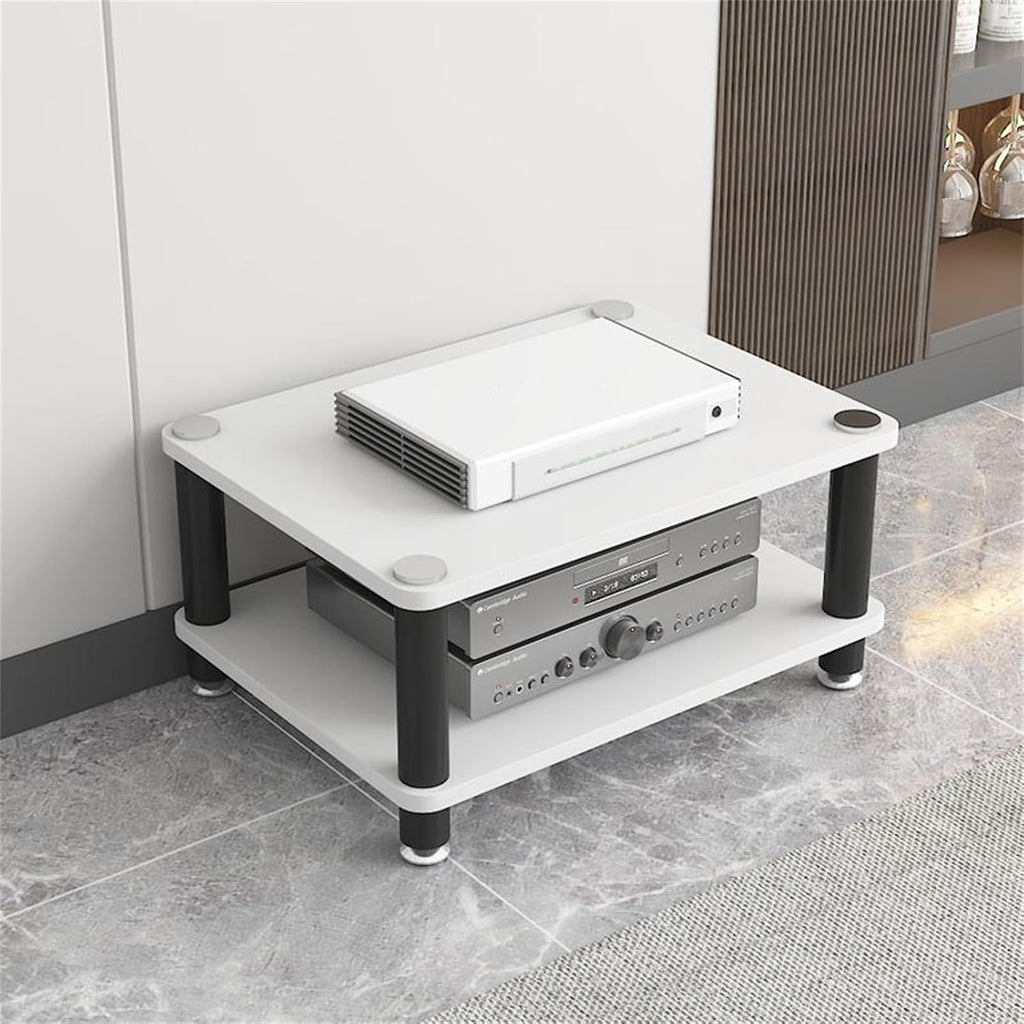 1/2/3/4 Tier Audio Rack Tower AV Media Stand Media Audio Tower Cabinet Entertainment Stereo Racks Audio/Video Component Cabinet AV Equipment Cabinet Display Stand,White,2 Tier