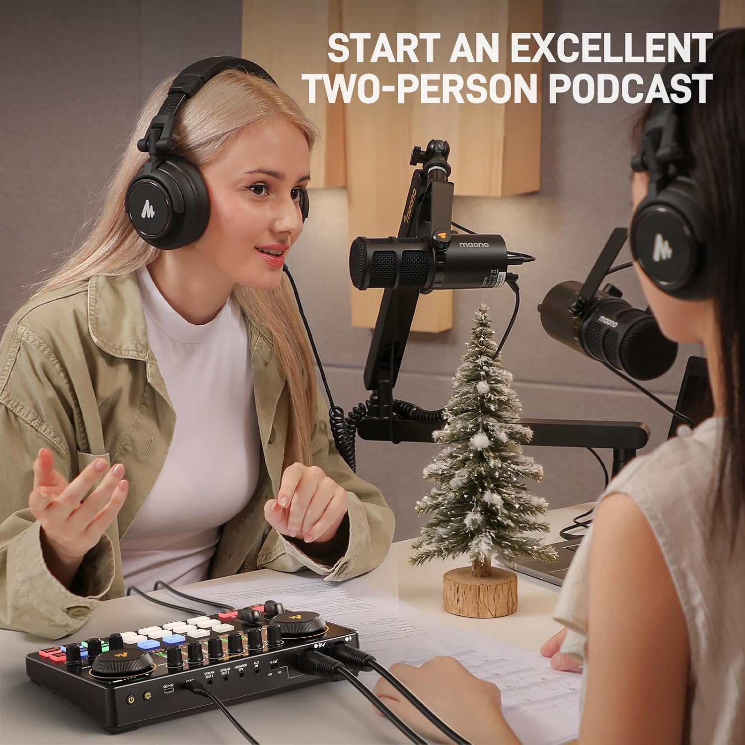 MAONO Podcast Equipment Bundle: Audio Interface mixer with Dual XLR Input for Podcast Streaming - MaonoCaster E2 Gen2