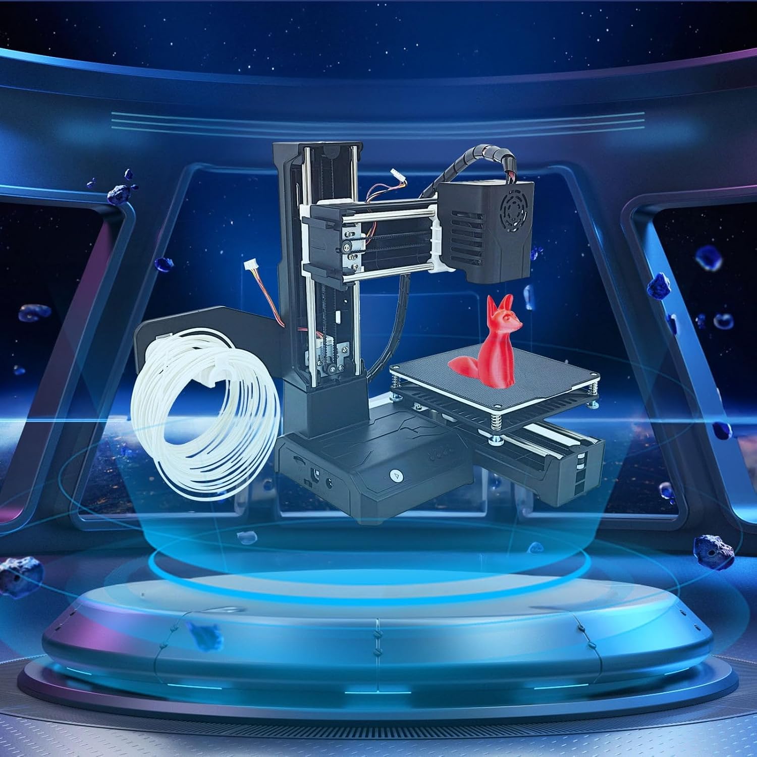Mini 3D Printer – Fully Assembled, Auto Leveling, Quiet Printing, 100x100x100mm Build Size, Beginner-Friendly 3D Printer for Kids & Students, USB/SD Connectivity, PLA Filament Supported