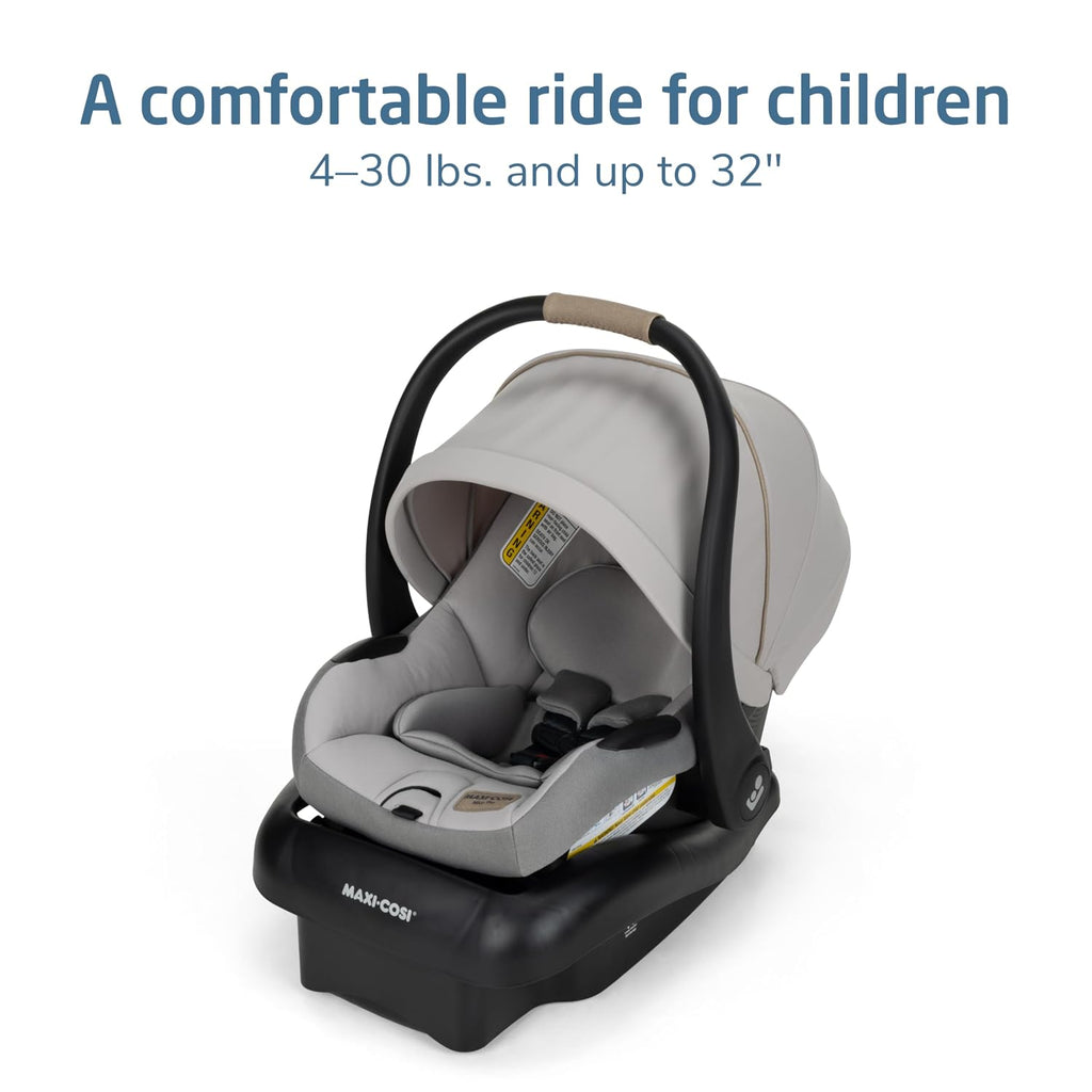 Maxi-Cosi Mico Pro Baby Infant Car Seat, Ventilated Chair Design, Soft Headrest Pad, Easy-Install Latch, Adjustable Belt Guide, 3-Position Base, Stroller-Ready, Fits 4-30 lbs, up to 32 in, SeaDrift