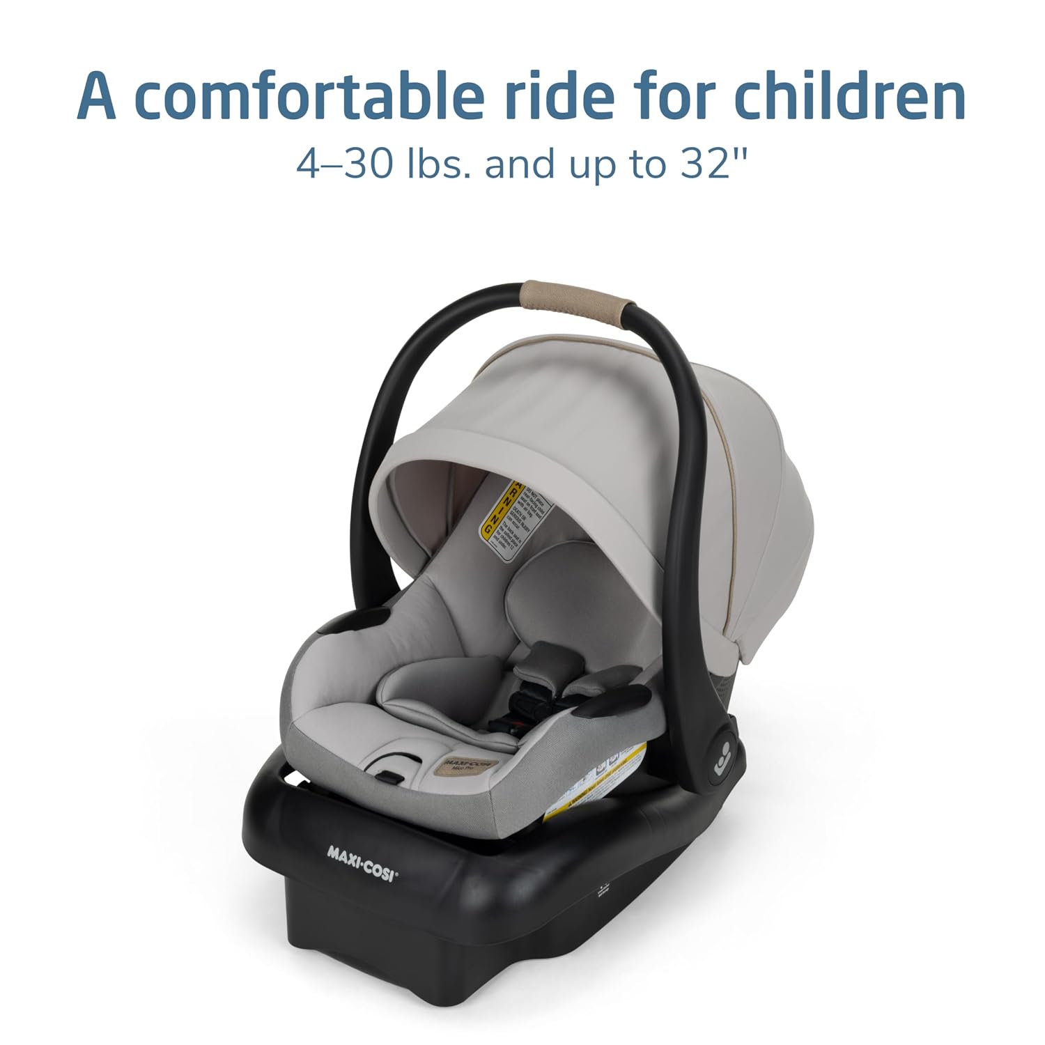 Maxi-Cosi Mico Pro Baby Infant Car Seat, Ventilated Chair Design, Soft Headrest Pad, Easy-Install Latch, Adjustable Belt Guide, 3-Position Base, Stroller-Ready, Fits 4-30 lbs, up to 32 in, SeaDrift