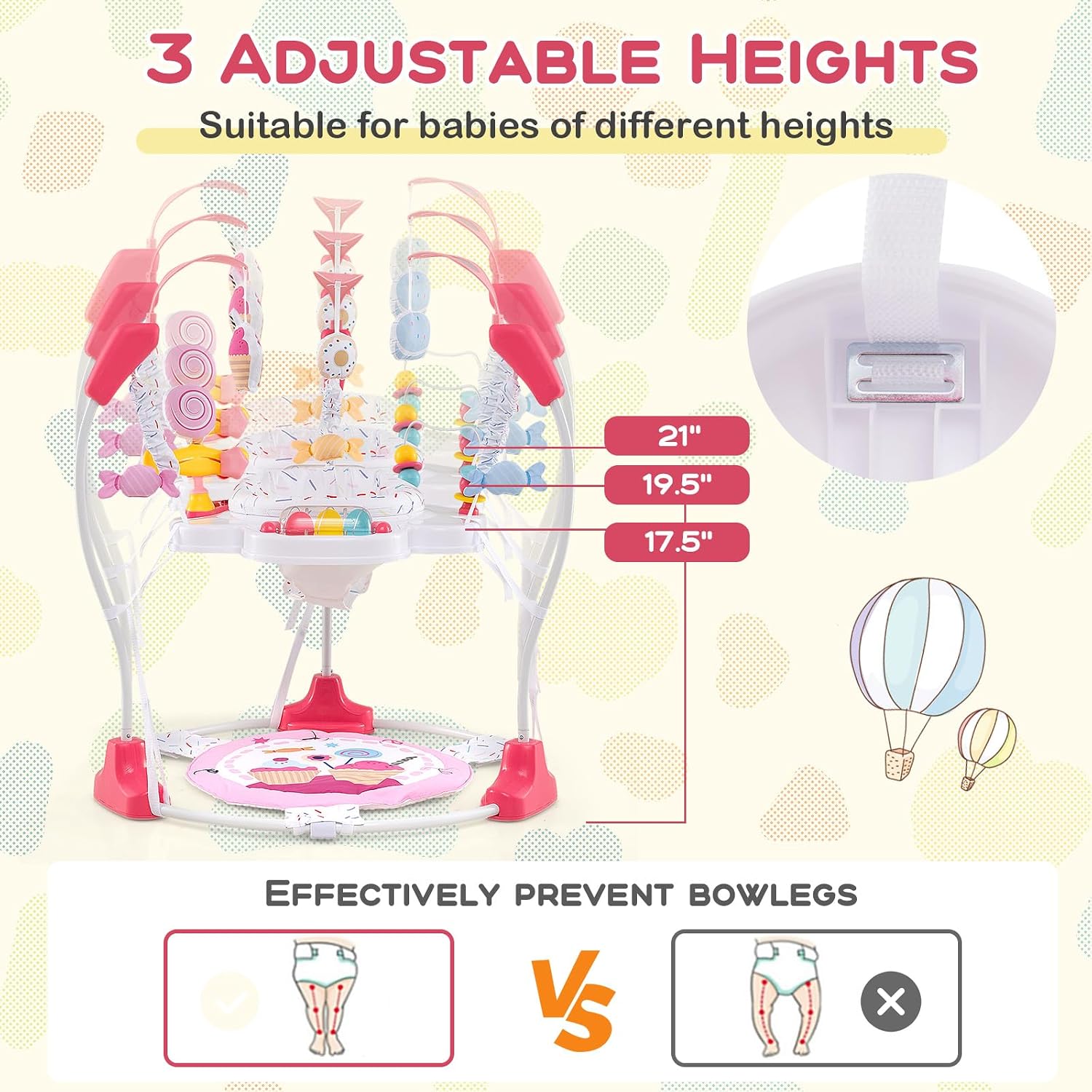 BABY JOY Baby Jumpers and Bouncers, Infant Activity Center with Music Lights Sounds, 360° Rotating Seat and 3 Adjustable Heights, Baby Play and Learning Center for 6-12 Months