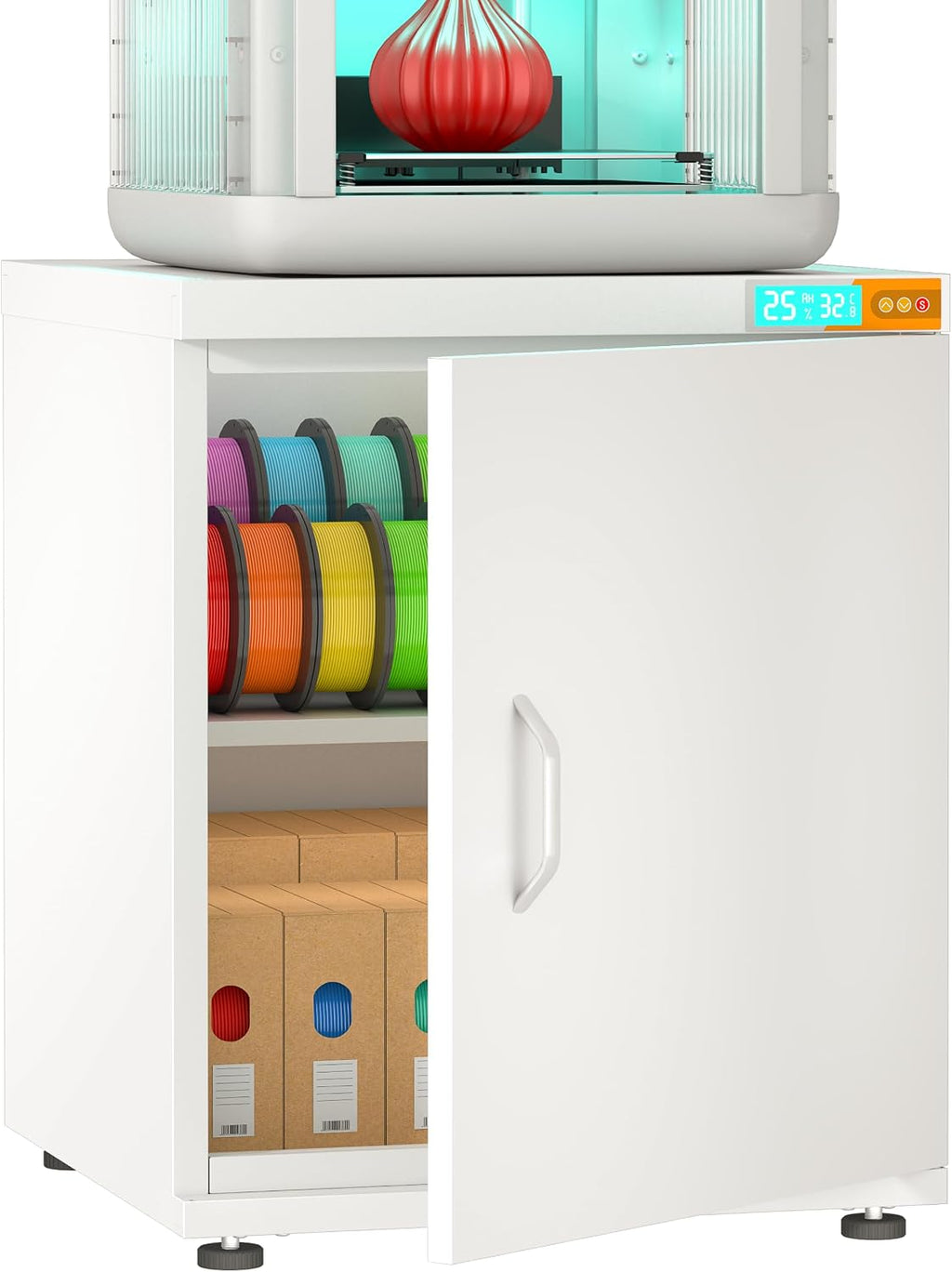 3D Printer Stand Filament Storage,25% RH Control Filament Dehumidification Cabinet 3D Printing Sealing and Protection for PLA/ABS/TPU/Nylon (White 180L)
