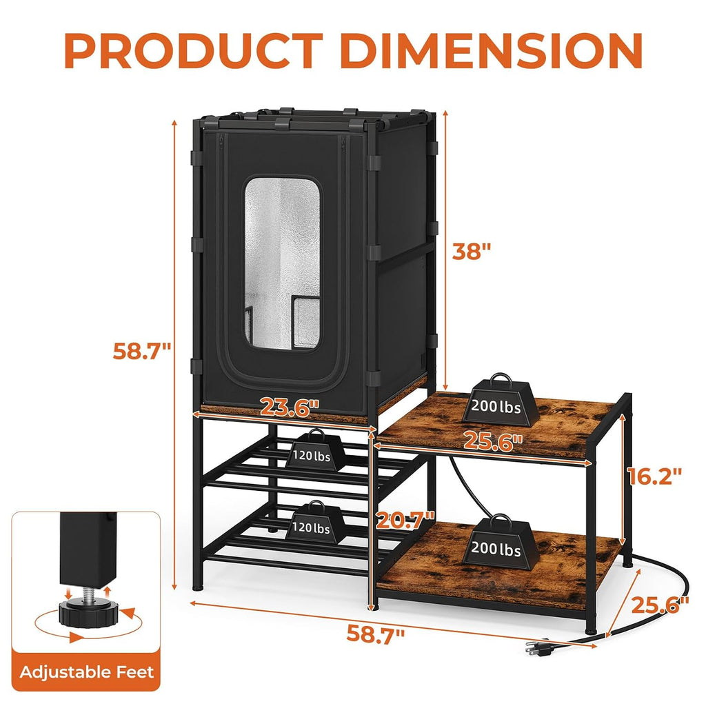 ikkle 3D Printer Cabinet with Dustproof & Noise Reducing Enclosure — Heavy Duty Filament Storage Stand with Protective Cover for Home Office, Studio Workshop