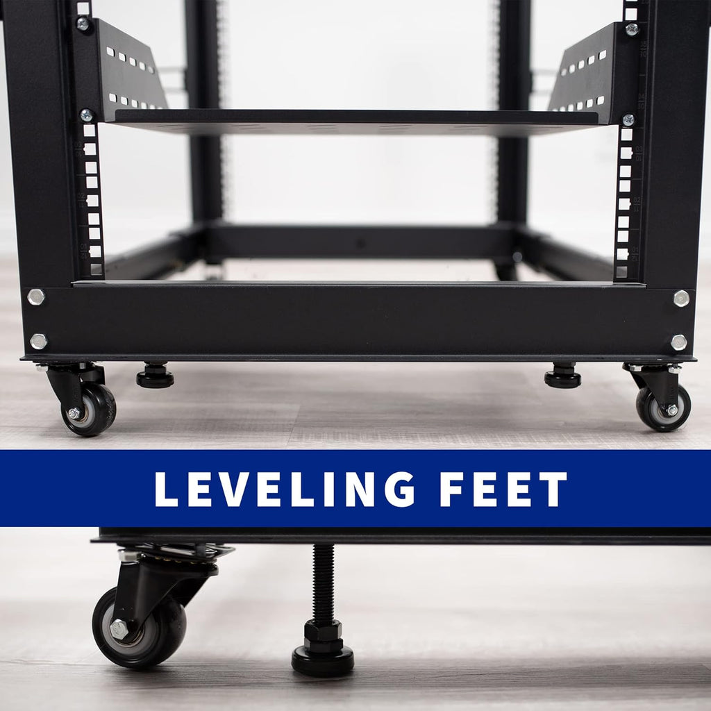VIVO 42U Freestanding Server Rack, Mobile Open Frame 22 to 40 inch Adjustable Network Server Cart, Black, CART-SR42U