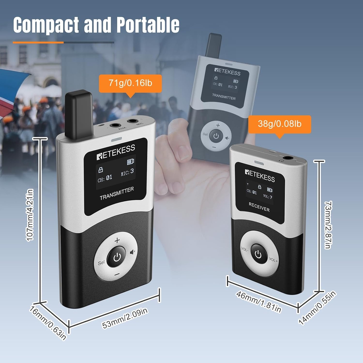 Retekess T130U(4nd Gen T130) Audio Tour Guide System, Tour Guide Headsets for Both Ear, 200m, Easy Operation, Translation System for Factory, School(10 Receivers)