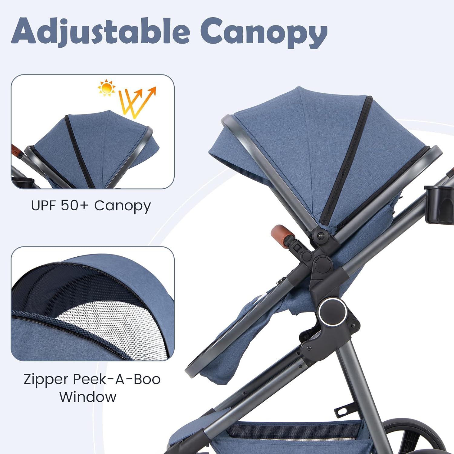 INFANS 2 in 1 Baby Stroller, Newborn Convertible Stroller Bassinet for Infant, Foldable High Landscape Shock Absorption with Reversible Seat, Aluminum Structure for Toddler Pushchair 0-36 Month