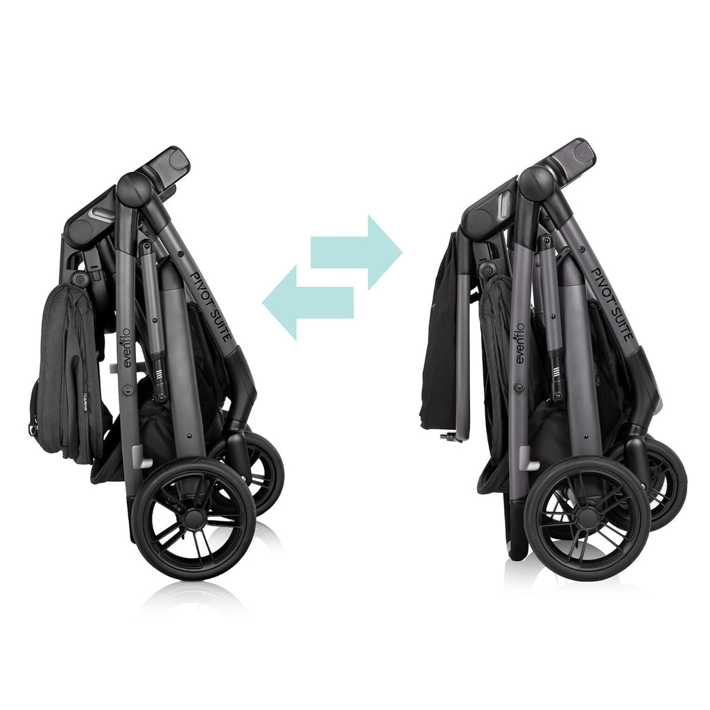 Evenflo Pivot Suite Modular Travel System with LiteMax Infant Car Seat, Devon Gray
