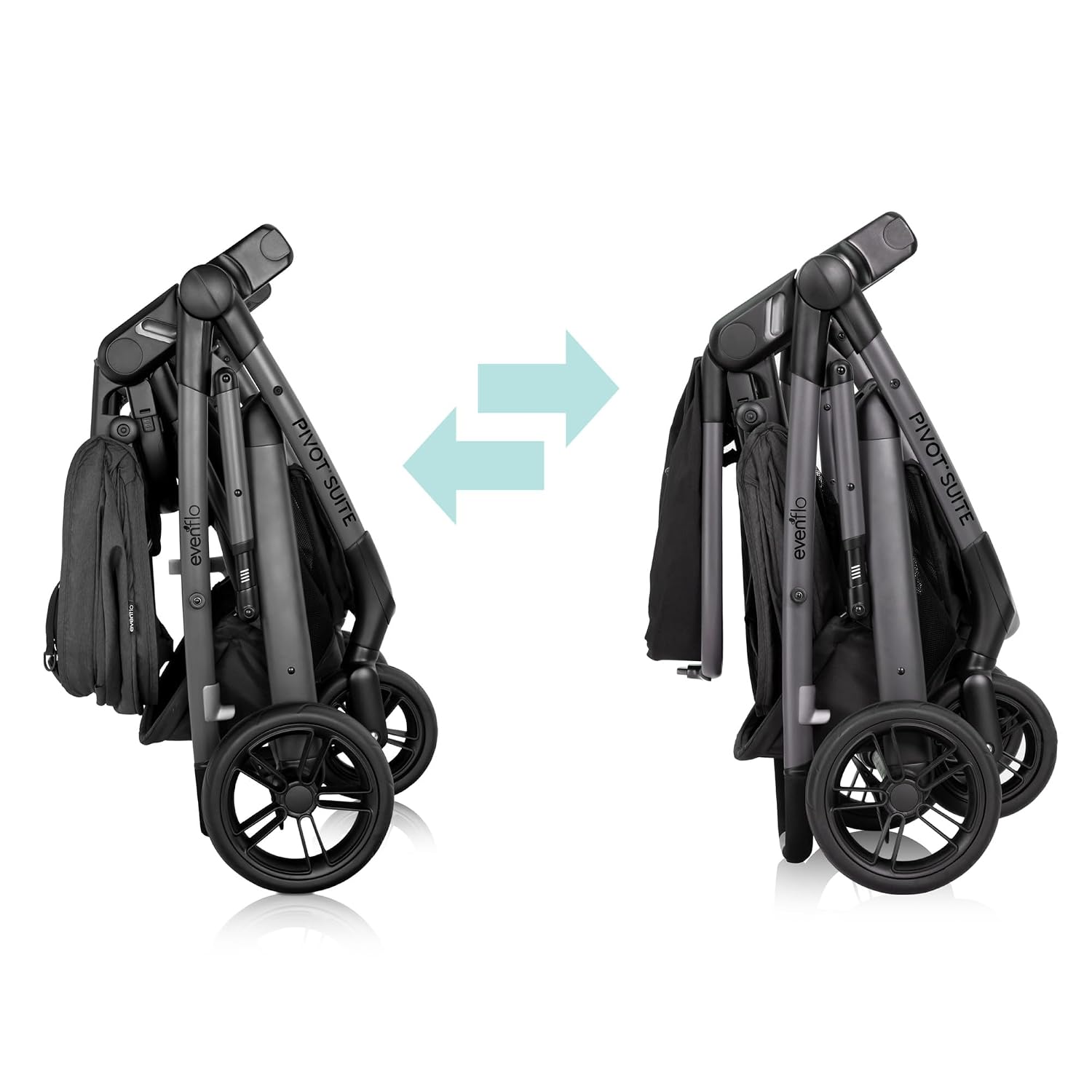 Evenflo Pivot Suite Modular Travel System with LiteMax Infant Car Seat, Devon Gray