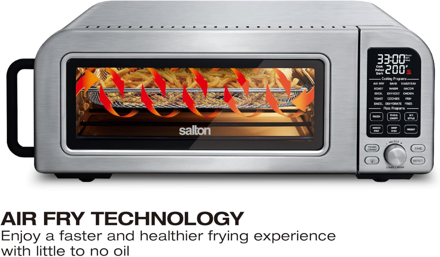 Salton Pizzadesso – Ultra High Heat Professional Pizza Oven & Air Fryer Combo | 800°F/430°C | Air Fry Technology | 15 Cooking Functions | Toaster Oven for Steak, Veggies, Wings, Cake, Pizza, and More