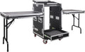 Sound Town 16U PA DJ Pro Audio Rack/Road ATA Case with 2U Drawer, 11U Slant Mixer Top, Two DJ Work Tables, Casters, Pro Tour Grade (MR-DR16UT2)