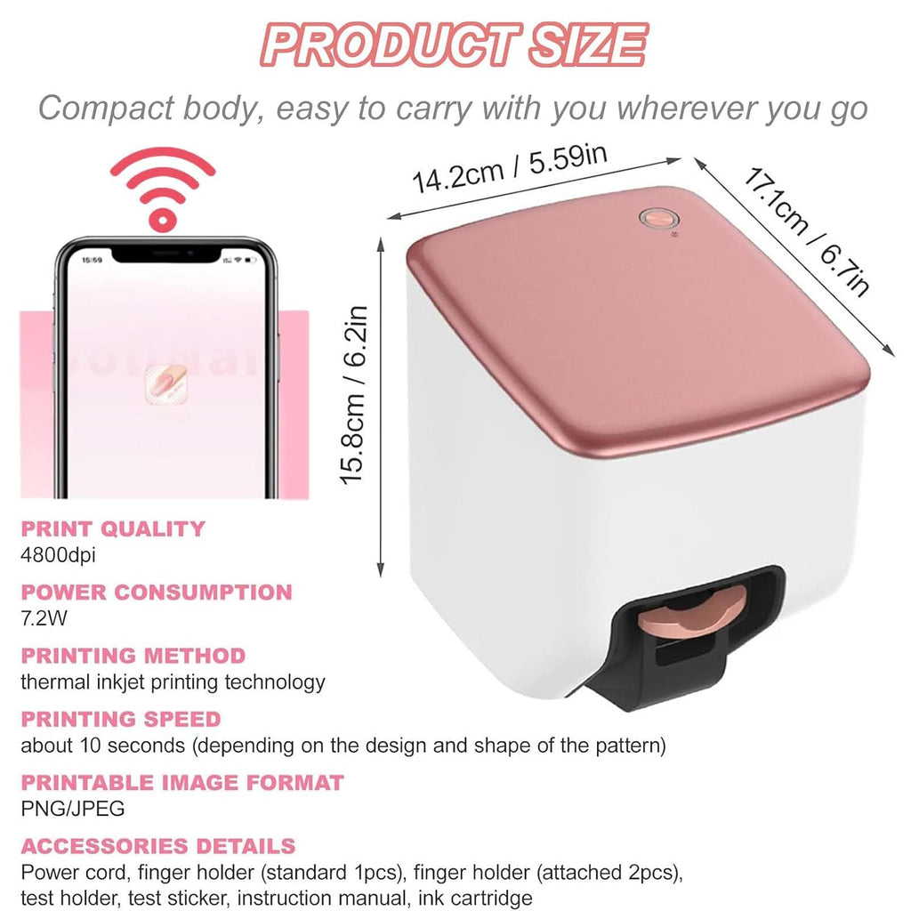 Electric Mini Nail Art Printer,WiFi Connection Control, Automatically Recognize Nail Shape,Fast Drawing in 10S,for Girls' Home Nails