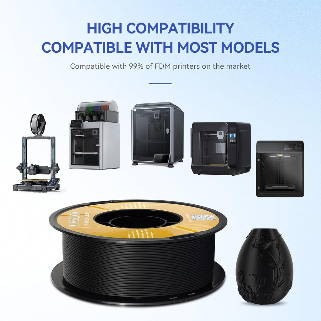 Kingroon Matte PLA Filament 1.75mm 3D Printer Filament Matte Filament 10kg Dimensional Accuracy +/- 0.02 mm (10 Rolls Black)