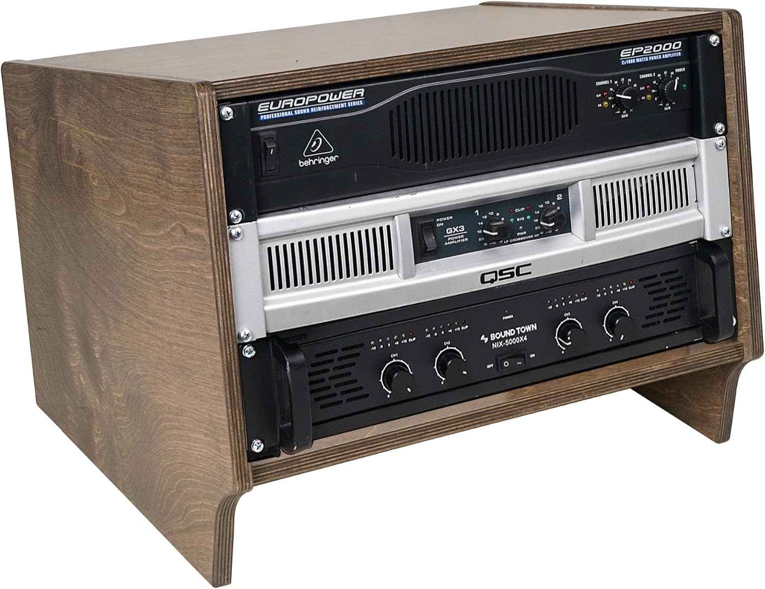 Sound Town DIY 6U Angled Desktop Turret Studio Rack with Solid Baltic Birch Plywood, Weathered Brown, Assembly Required (SDRK-Y6SLB)