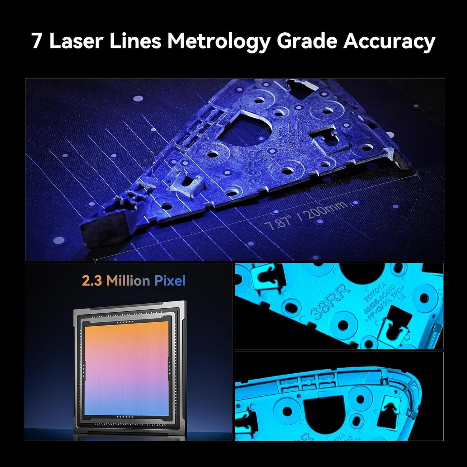 Creality 3D Scanner CR-Scan Raptor for 3D Printing, 60fps Multiple-line Blue & NIR Consumer Handheld Scanner 0.02mm Accuracy, Anti-Shake Tracking, 24-Bit Fast Full-Color Scanning for Windows macOS